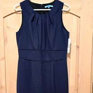 ANTONIO MELANI Blue Sleeveless Pleated Midi Dress